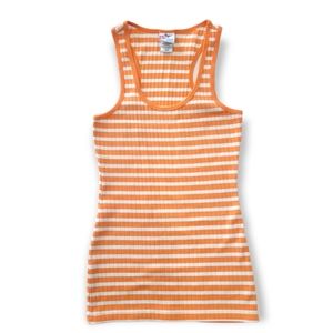 Piper & Blue Orange & White Striped Racerback Tank Top Woman's S
